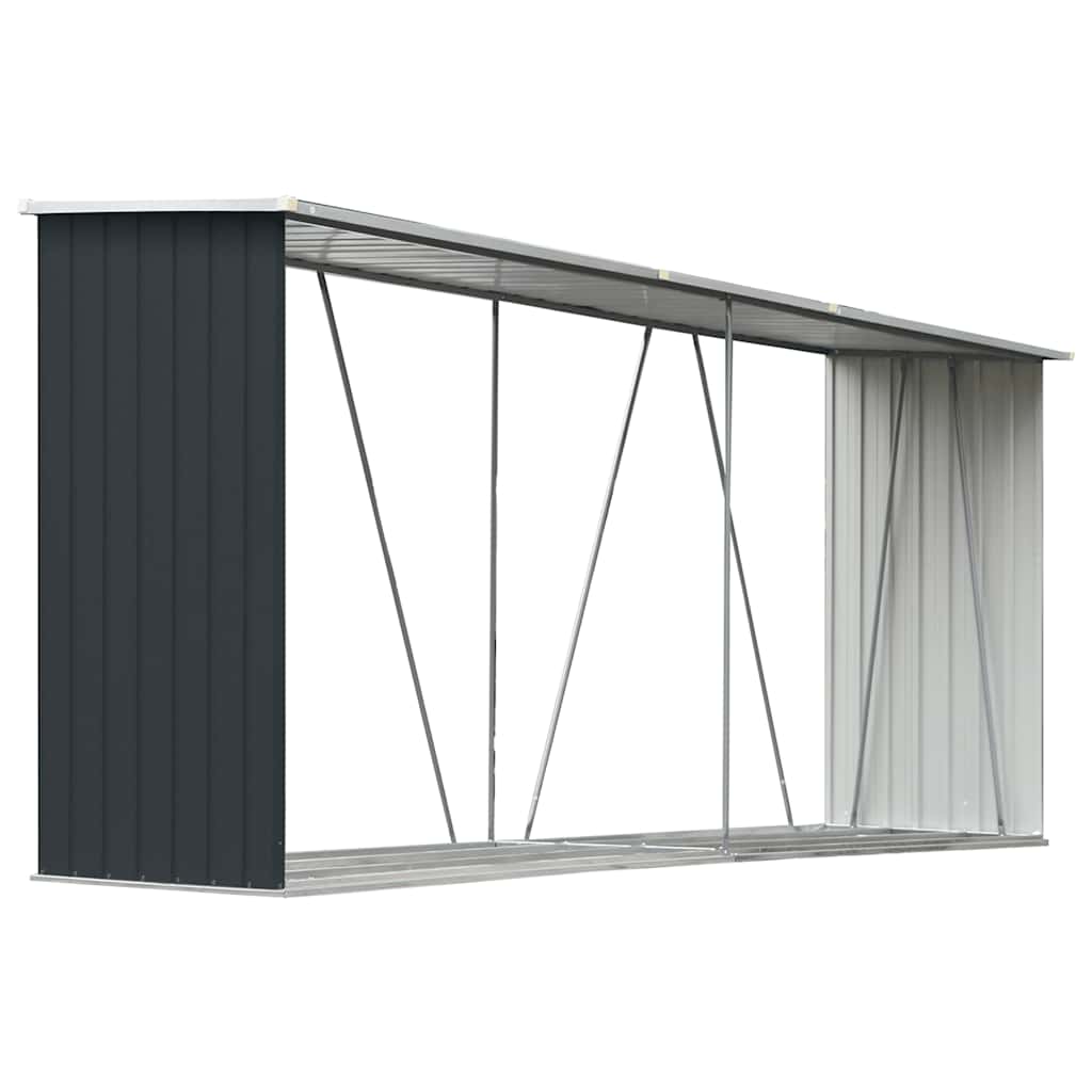 vidaXL Wiata na drewno, stal galwanizowana, 330x84x152 cm, antracytowa