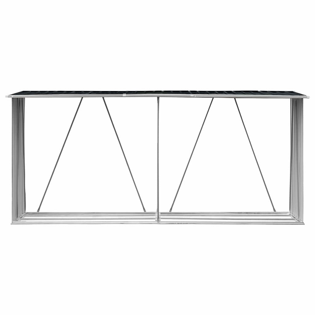 vidaXL Wiata na drewno, stal galwanizowana, 330x84x152 cm, antracytowa
