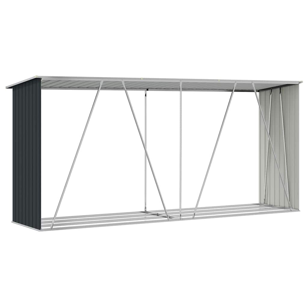 vidaXL Wiata na drewno, stal galwanizowana, 330x84x152 cm, antracytowa