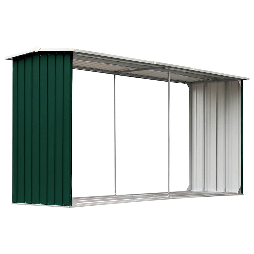 vidaXL Wiata na drewno, stal galwanizowana, 330 x 92 x 153 cm, zielona