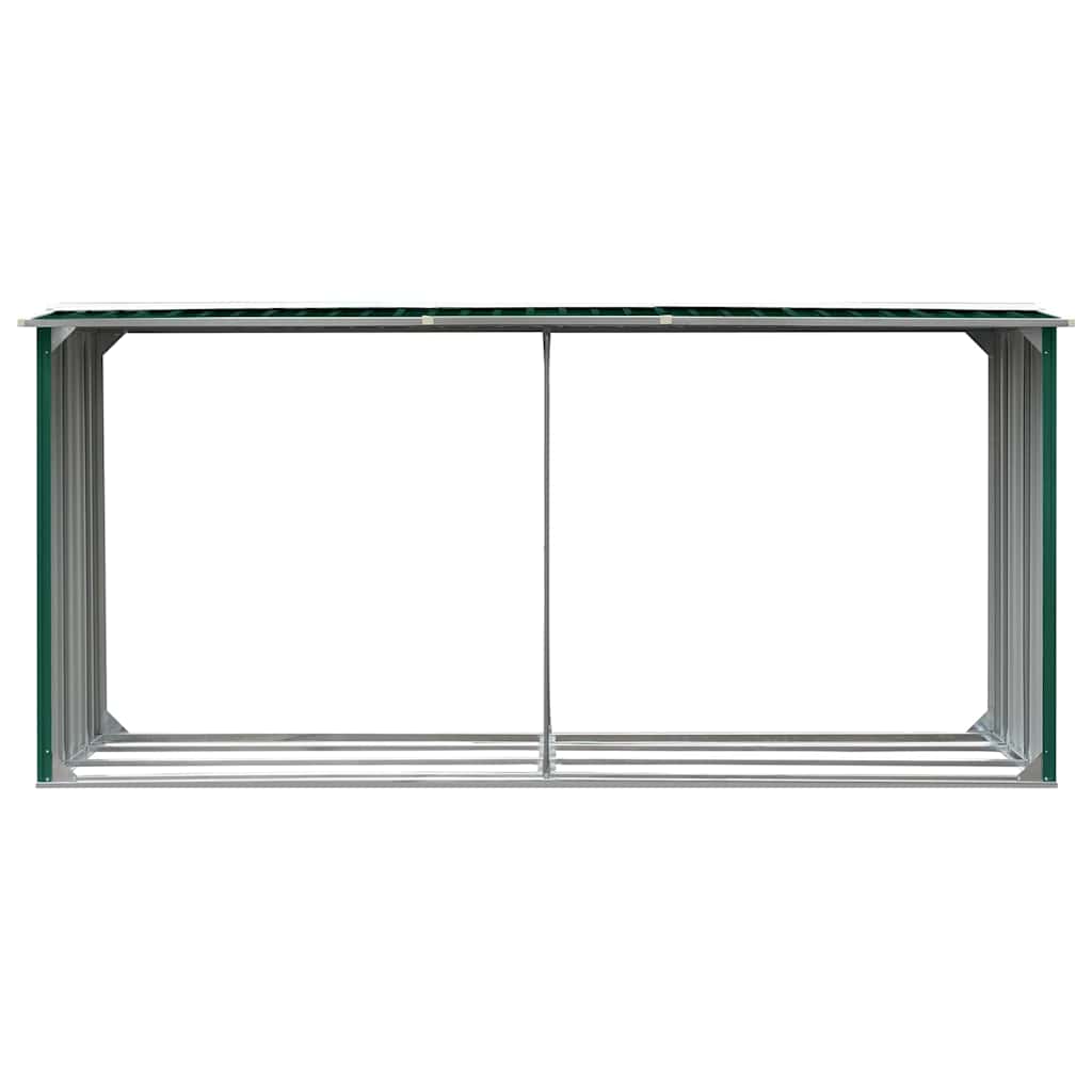 vidaXL Wiata na drewno, stal galwanizowana, 330 x 92 x 153 cm, zielona