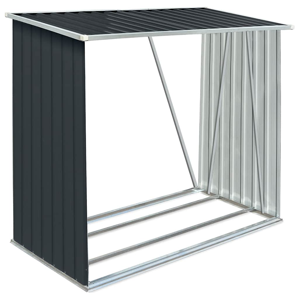 vidaXL Wiata na drewno, stal galwanizowana, 163x83x154 cm, antracytowa