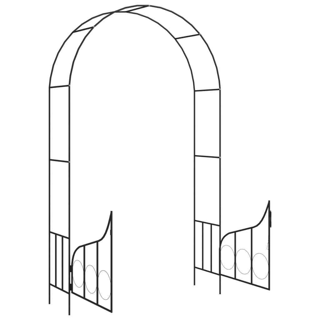 vidaXL Pergola ogrodowa z furtką, czarna, 138x40x238 cm, żelazna