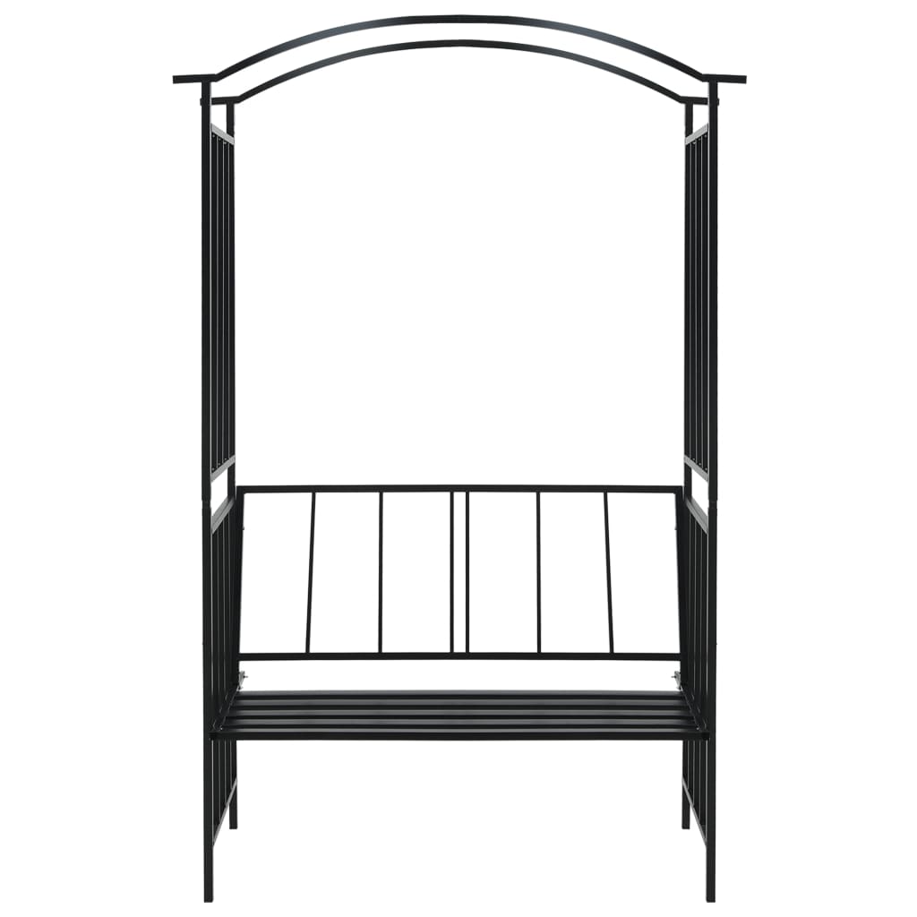 vidaXL Pergola ogrodowa z ławką, czarna, 128x50x207 cm, żelazna