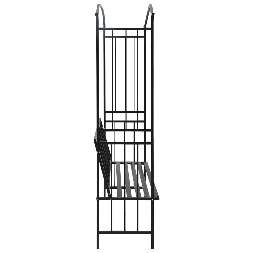 vidaXL Pergola ogrodowa z ławką, czarna, 128x50x207 cm, żelazna