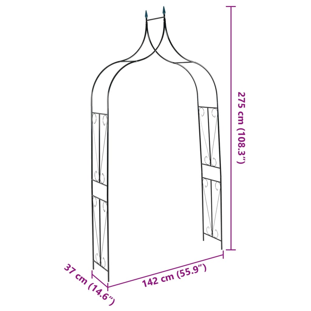 vidaXL Pergola ogrodowa, ciemnozielona, 142x37x275 cm, żelazna