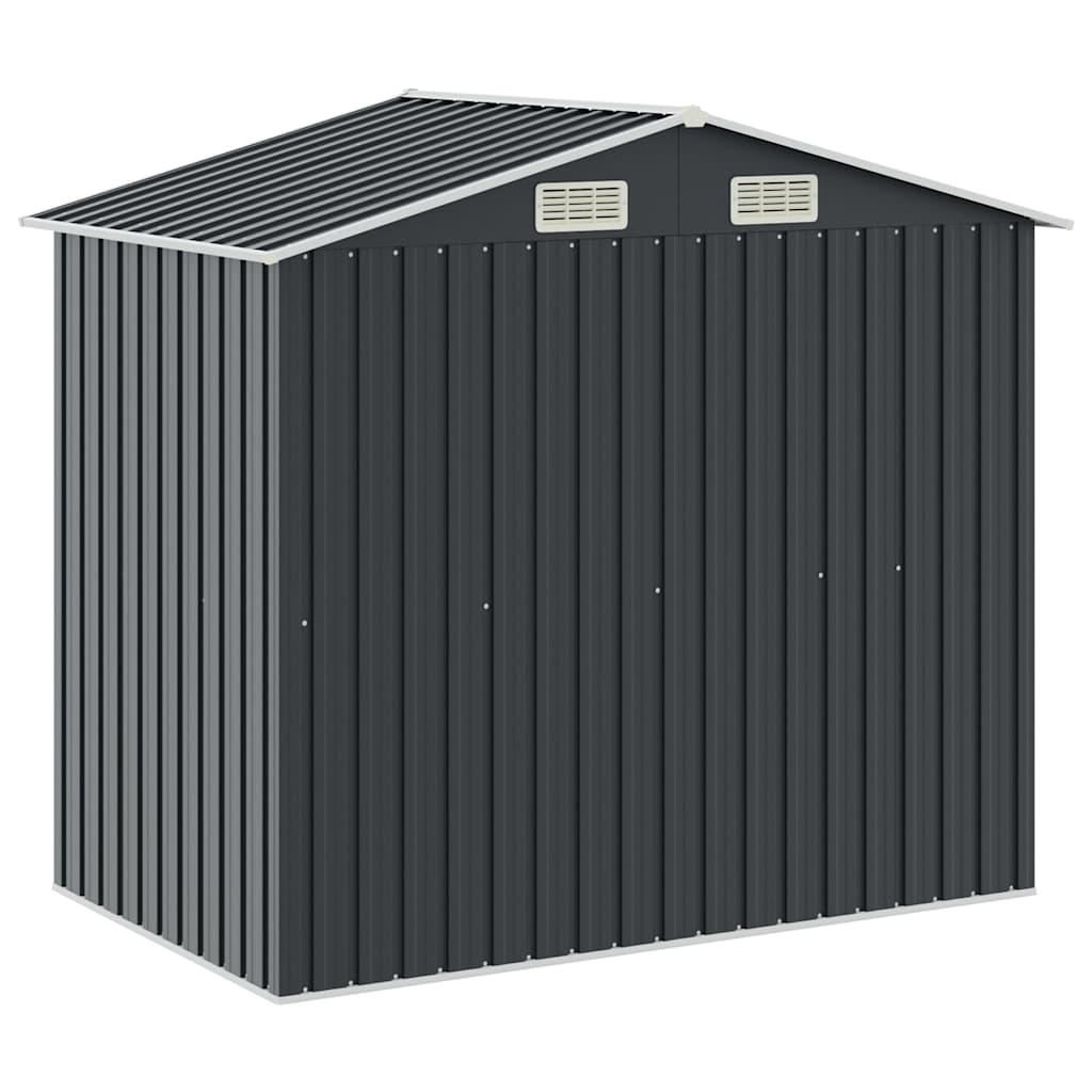 vidaXL Szopa ogrodowa z regałem, antracytowa, 205x130x183 cm, żelazna