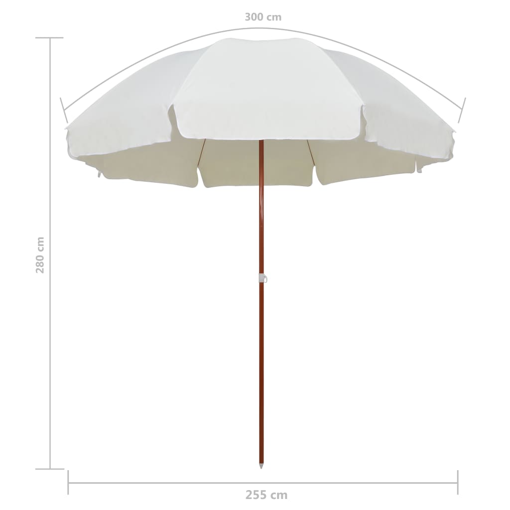 vidaXL Parasol ogrodowy na stalowym słupku, 300 cm, piaskowy
