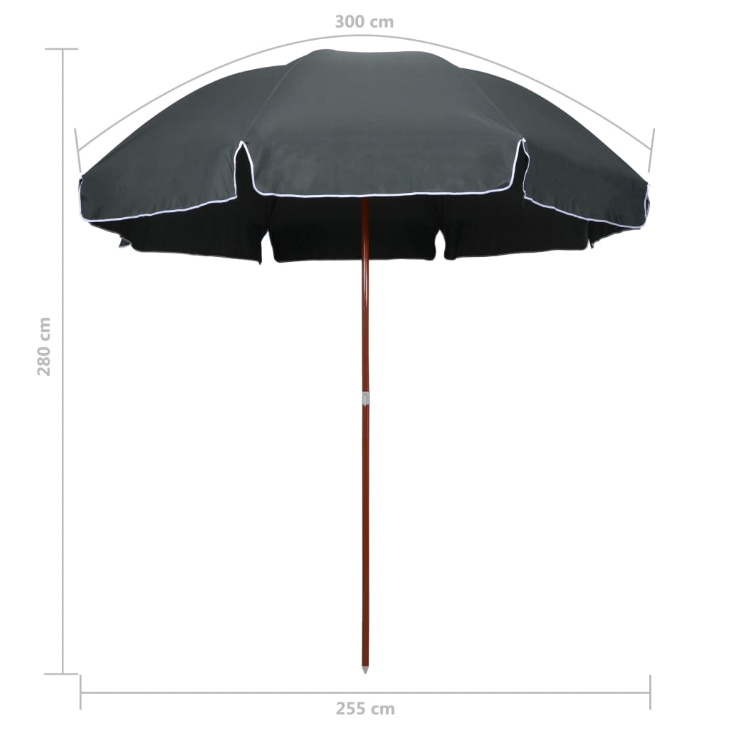 vidaXL Parasol ogrodowy na stalowym słupku, 300 cm, antracytowy