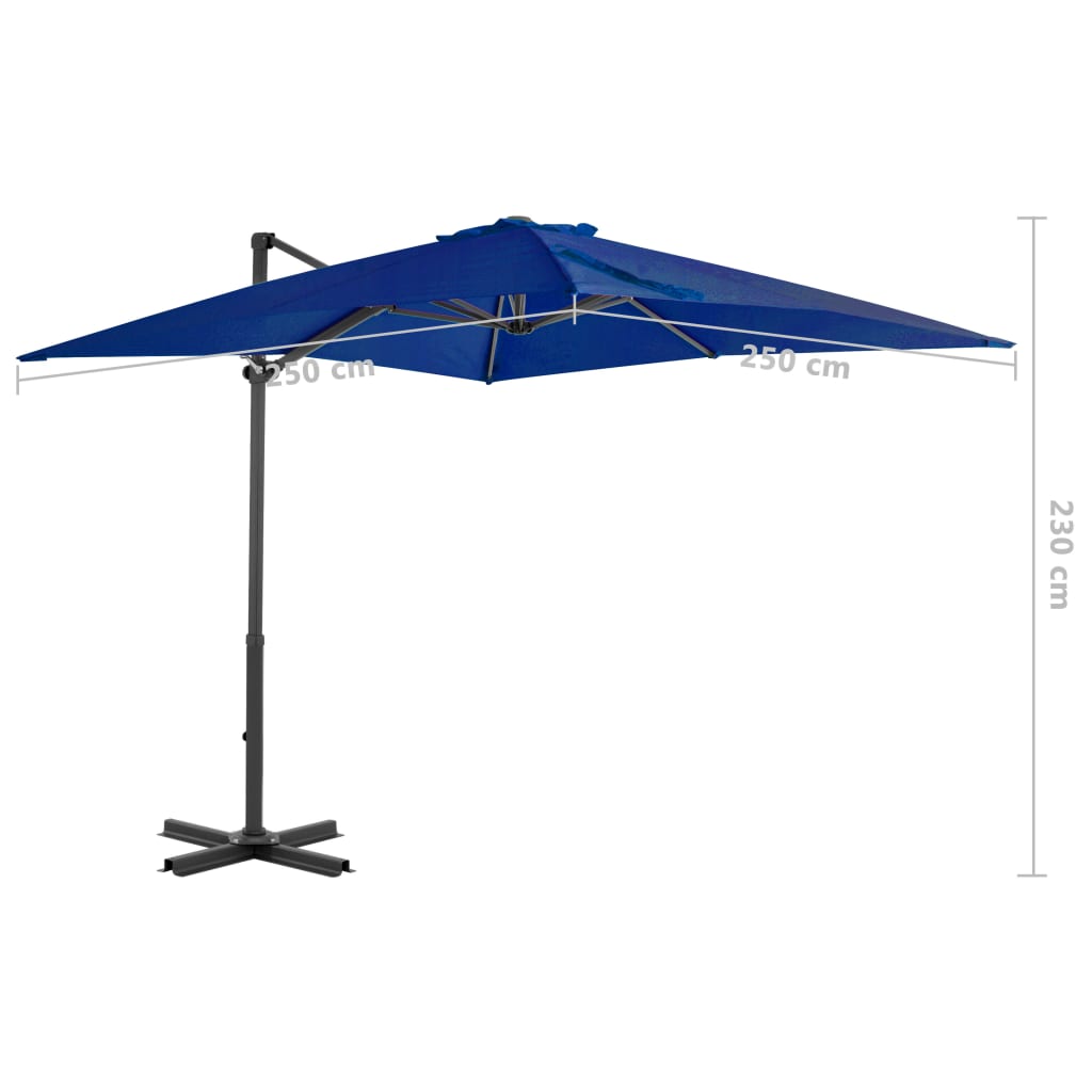 vidaXL Parasol wiszący z aluminiowym słupkiem, 250x250 cm, niebieski