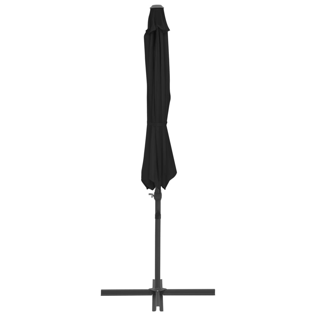 vidaXL Parasol wiszący ze stalowym słupkiem, 300 cm, czarny