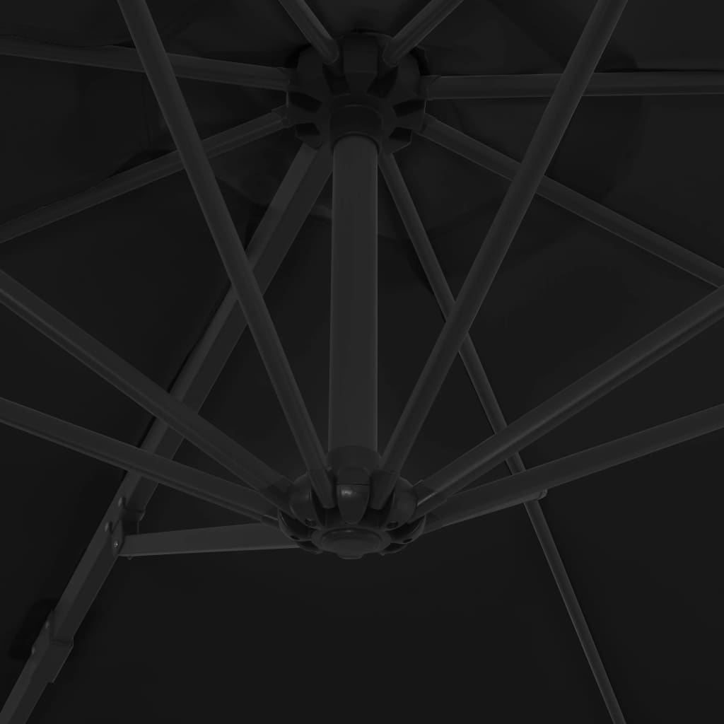 vidaXL Parasol wiszący ze stalowym słupkiem, 300 cm, czarny