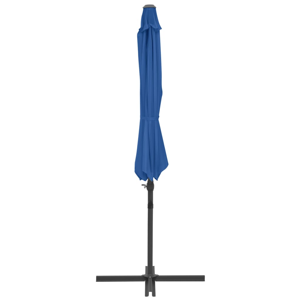 vidaXL Parasol wiszący ze stalowym słupkiem, 300 cm, niebieski