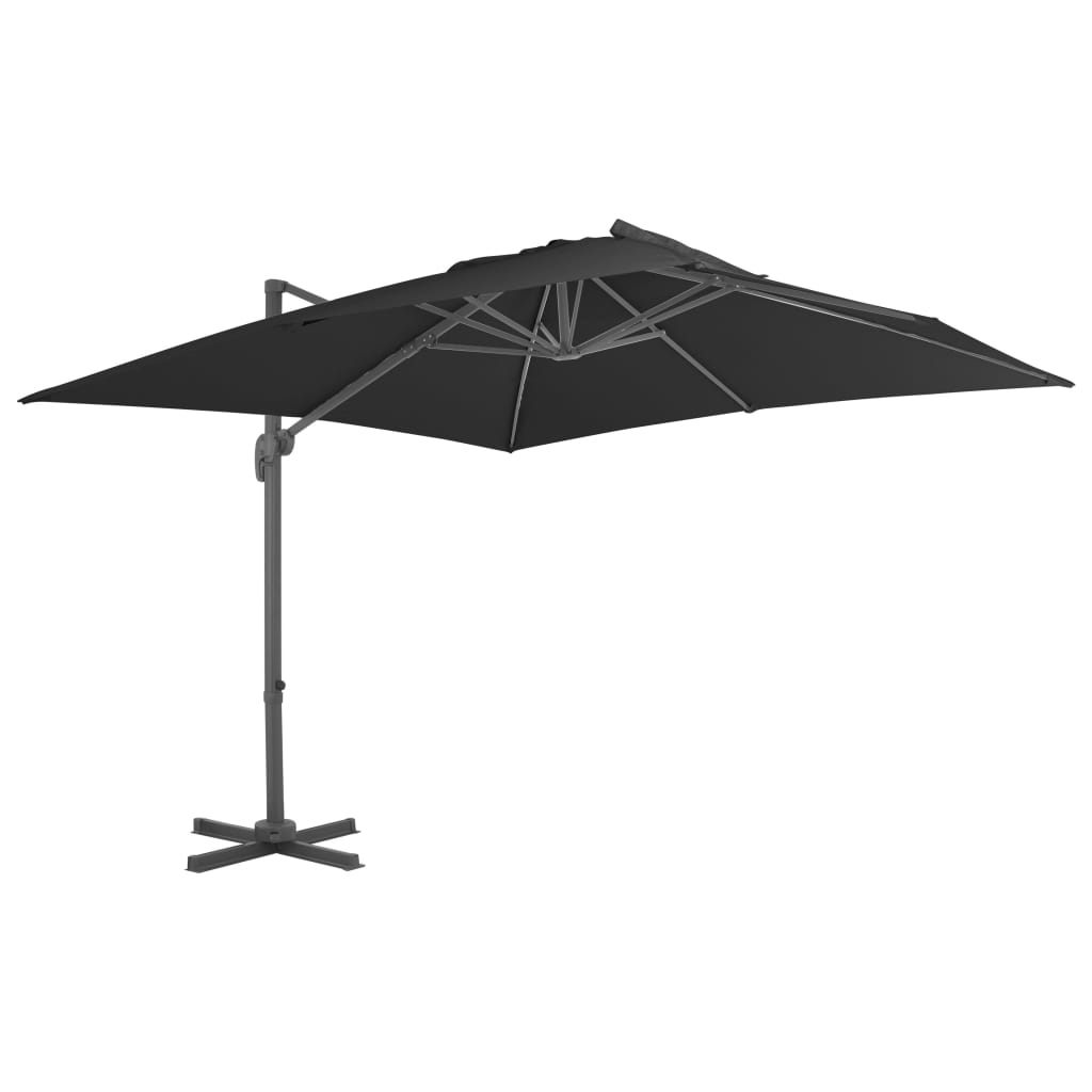 vidaXL Parasol wiszący z aluminiowym słupkiem, 3x3 m, czarny