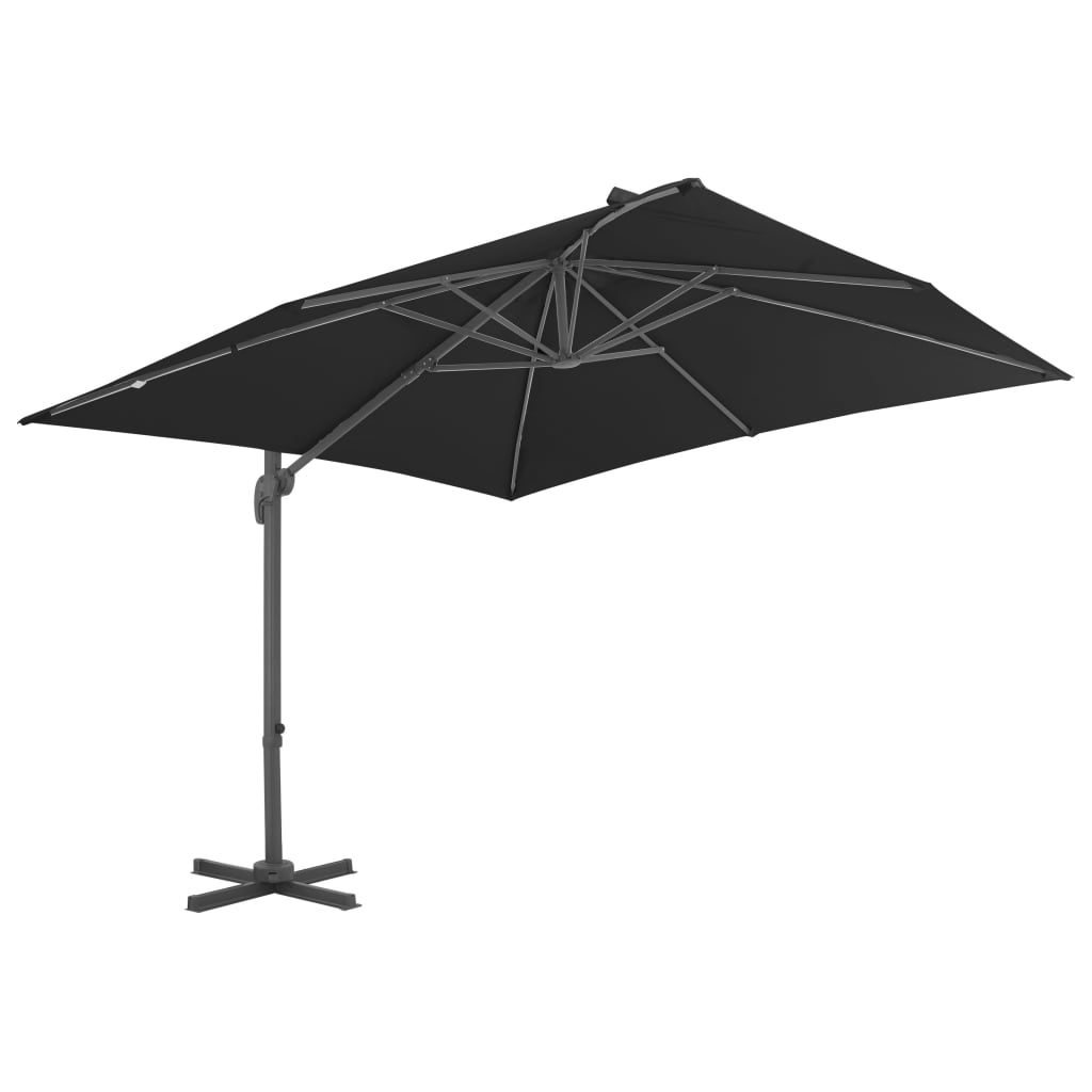 vidaXL Parasol wiszący z aluminiowym słupkiem, 3x3 m, czarny