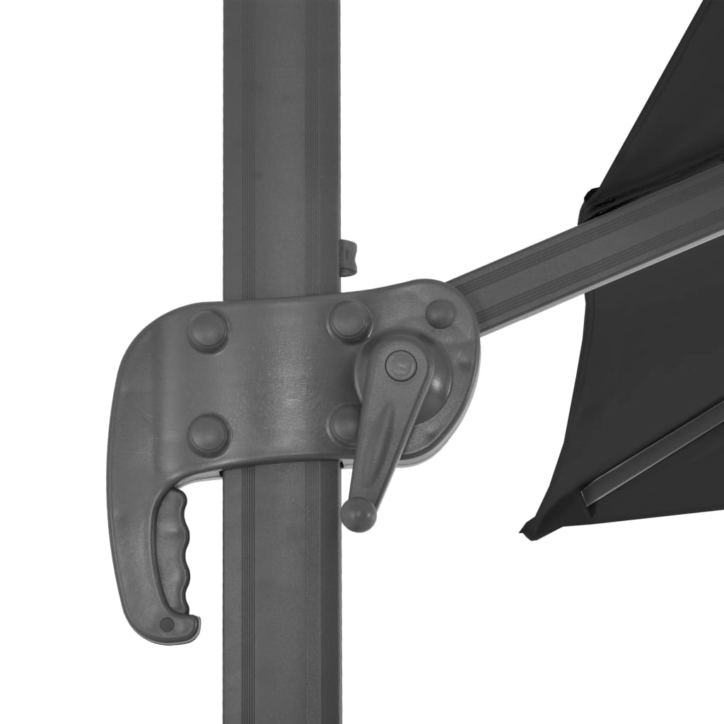 vidaXL Parasol wiszący z aluminiowym słupkiem, 3x3 m, czarny