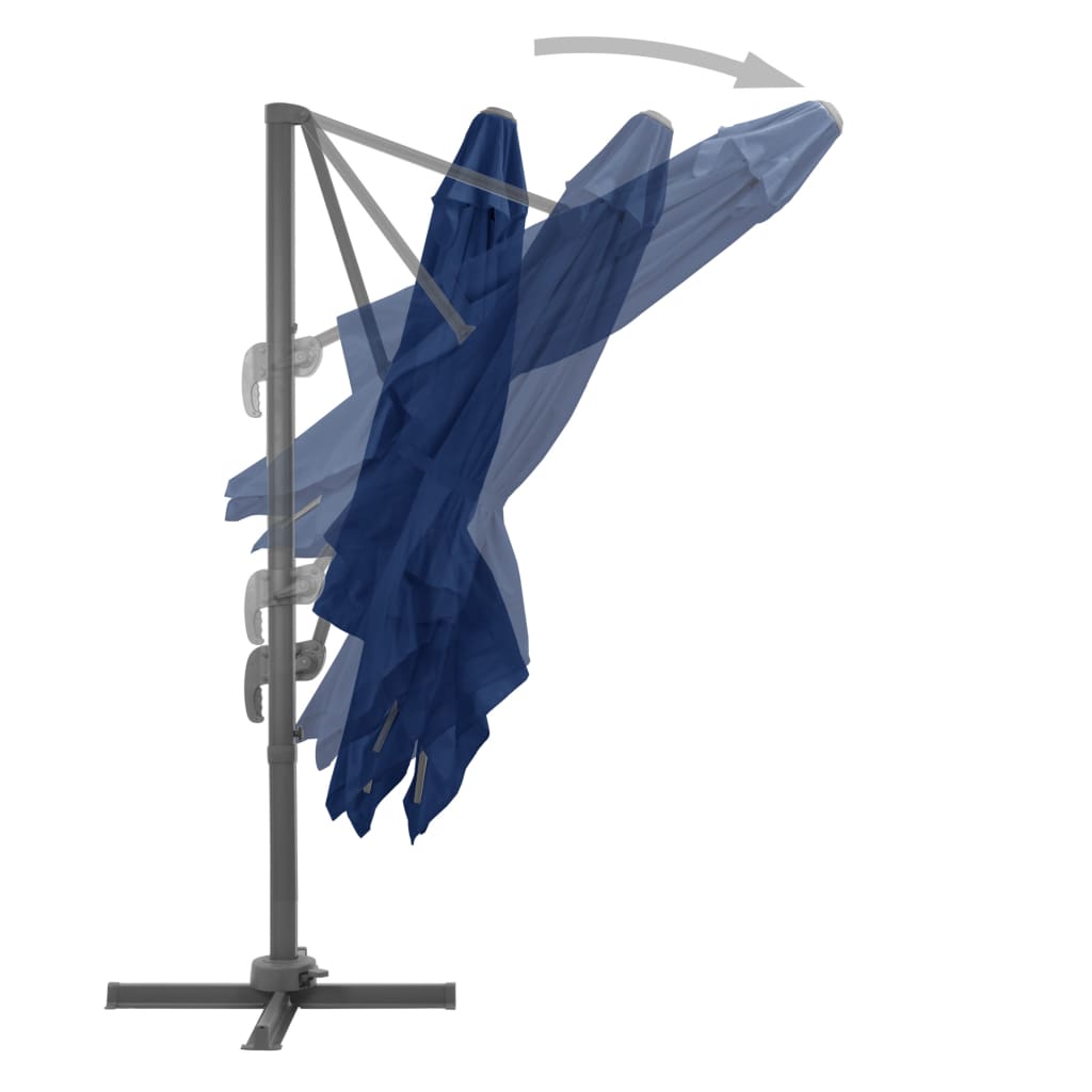 vidaXL Parasol wiszący z aluminiowym słupkiem, 3x3 m, niebieski