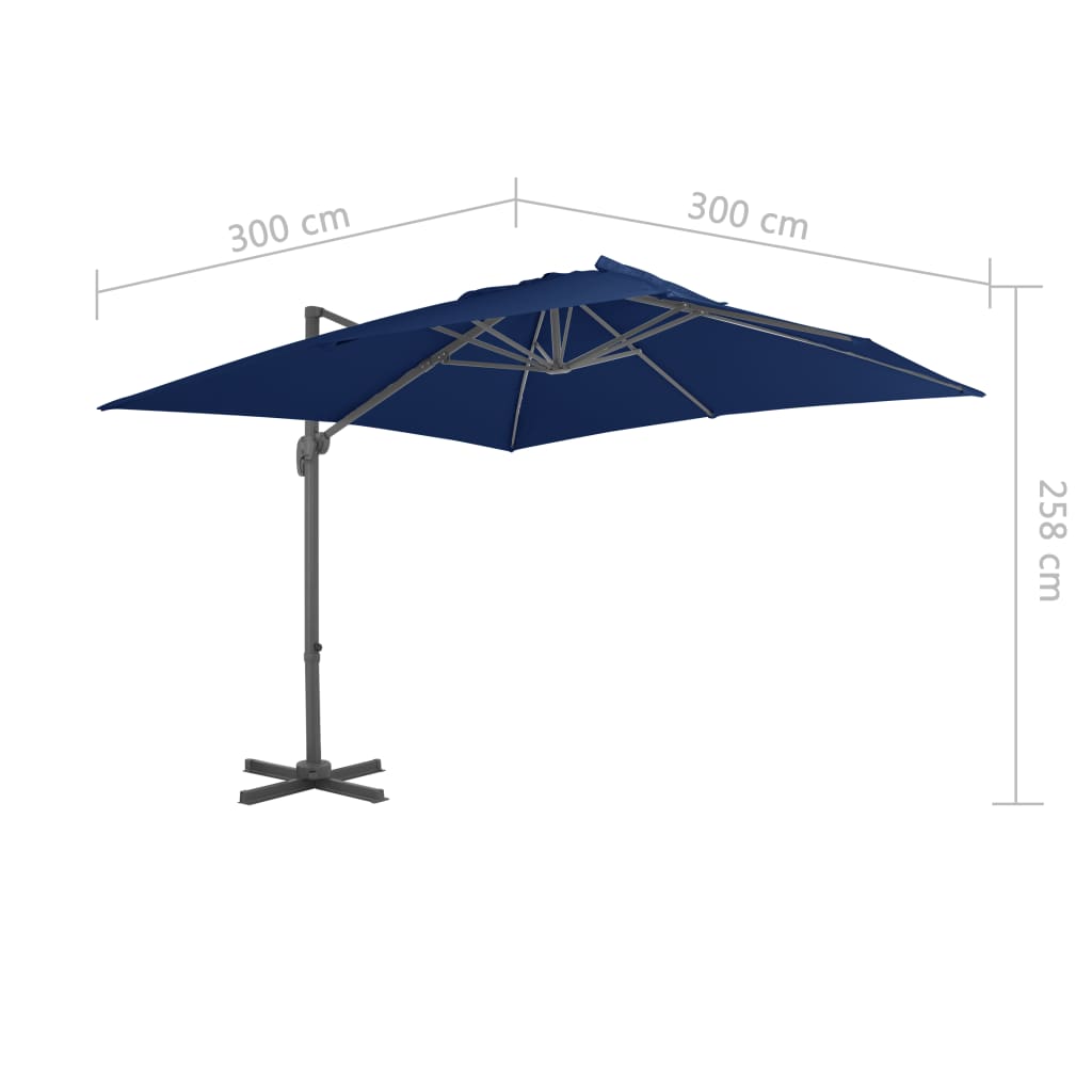 vidaXL Parasol wiszący z aluminiowym słupkiem, 3x3 m, niebieski