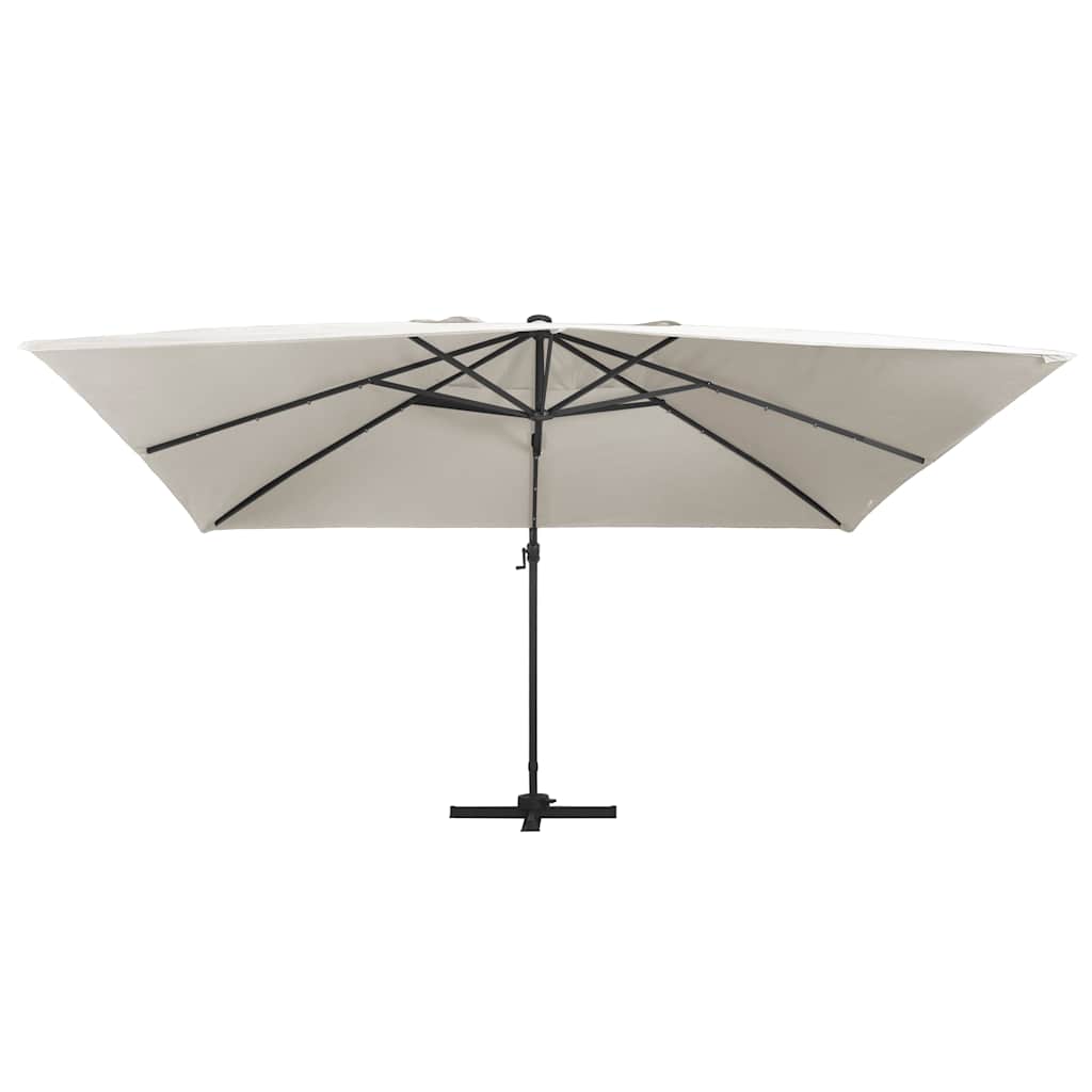 vidaXL Parasol z LED i aluminiowym słupkiem, 400x300 cm, piaskowy