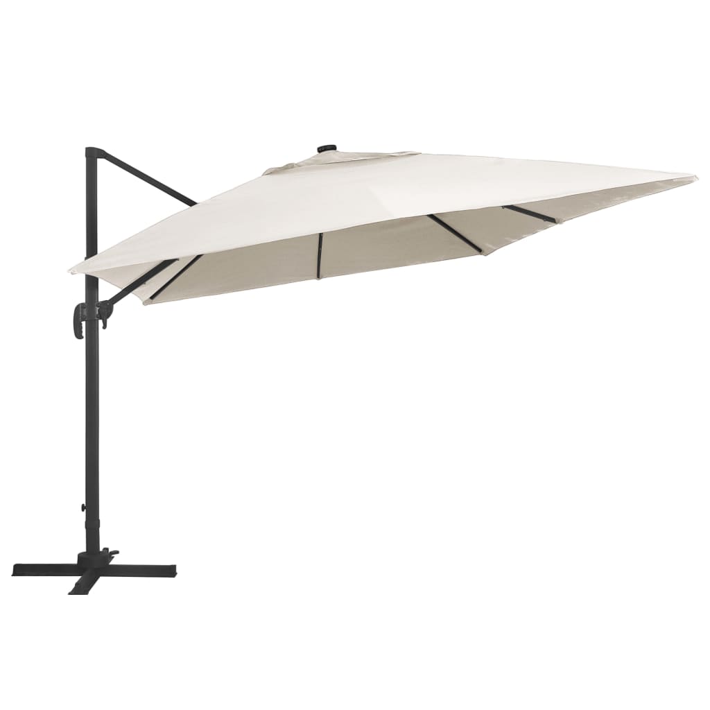 vidaXL Parasol z LED i aluminiowym słupkiem, 400x300 cm, piaskowy