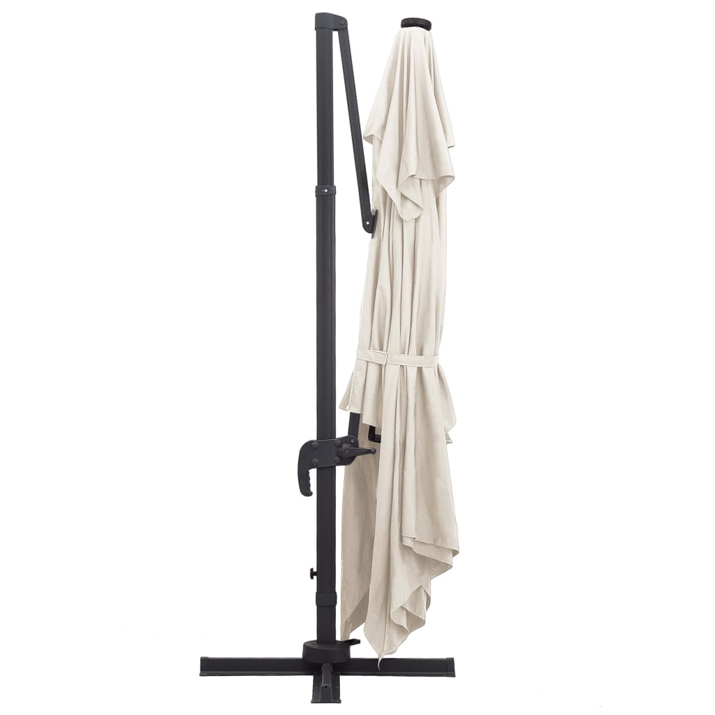 vidaXL Parasol z LED i aluminiowym słupkiem, 400x300 cm, piaskowy