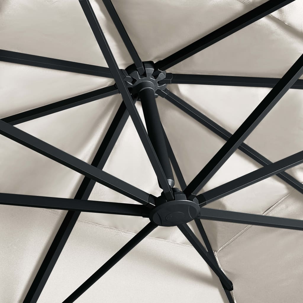vidaXL Parasol z LED i aluminiowym słupkiem, 400x300 cm, piaskowy