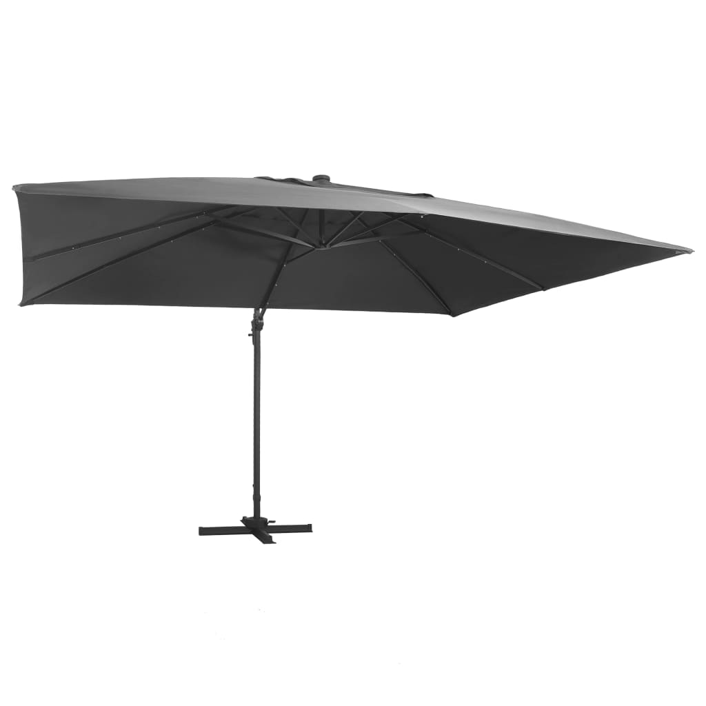 vidaXL Parasol z LED i aluminiowym słupkiem, 400x300 cm, antracytowy