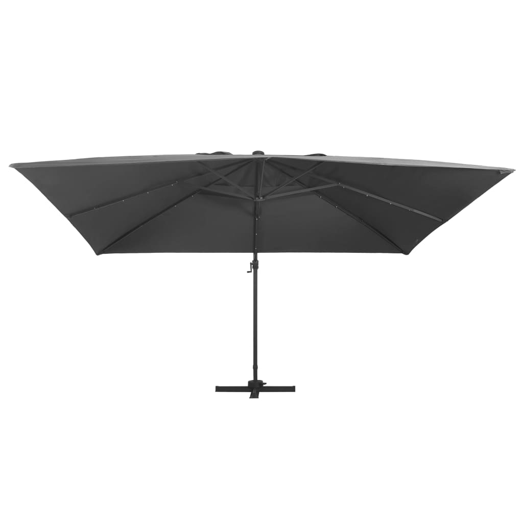 vidaXL Parasol z LED i aluminiowym słupkiem, 400x300 cm, antracytowy