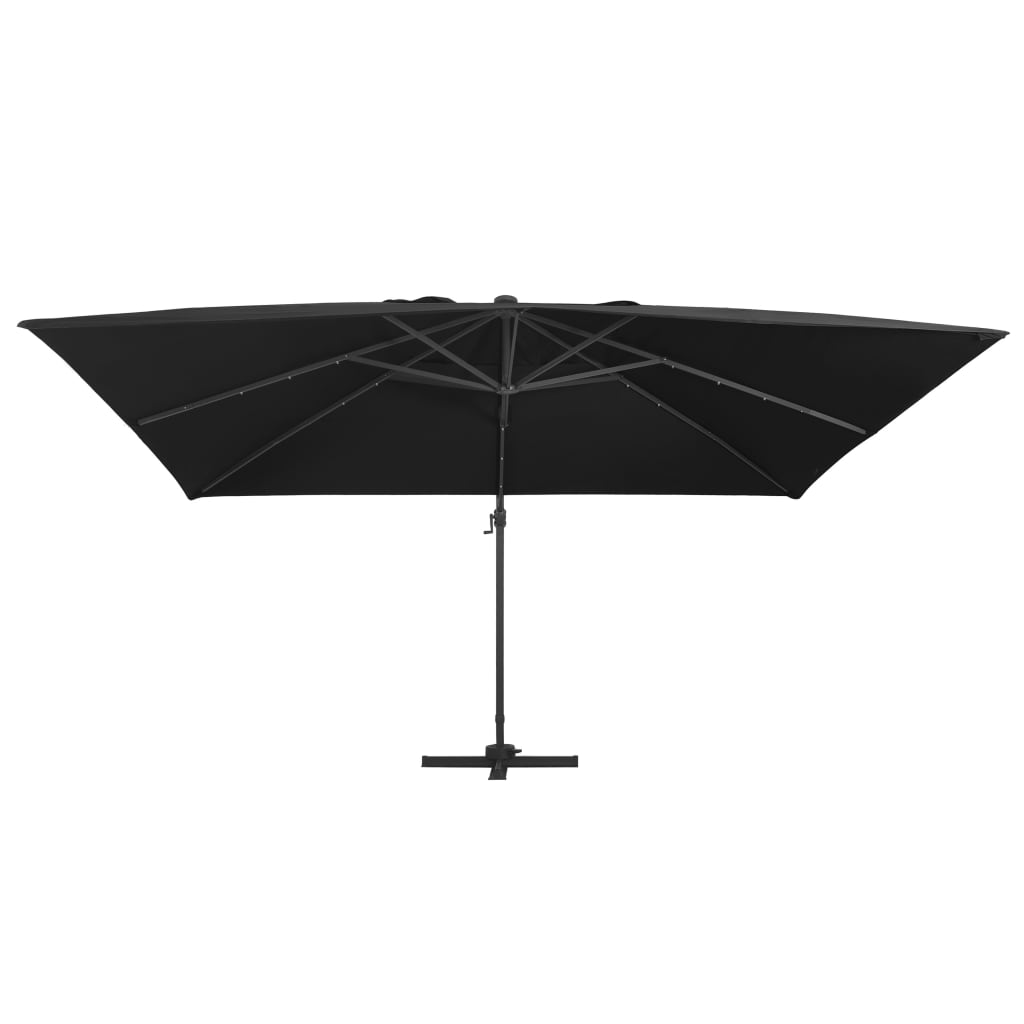 vidaXL Parasol z LED i aluminiowym słupkiem, 400x300 cm, czarny