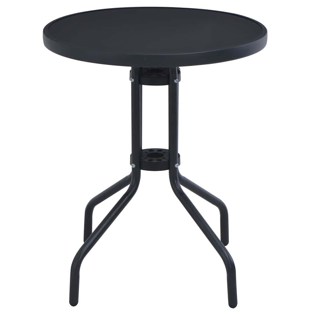 vidaXL Stolik ogrodowy, czarny, 80 cm, stal i szkło