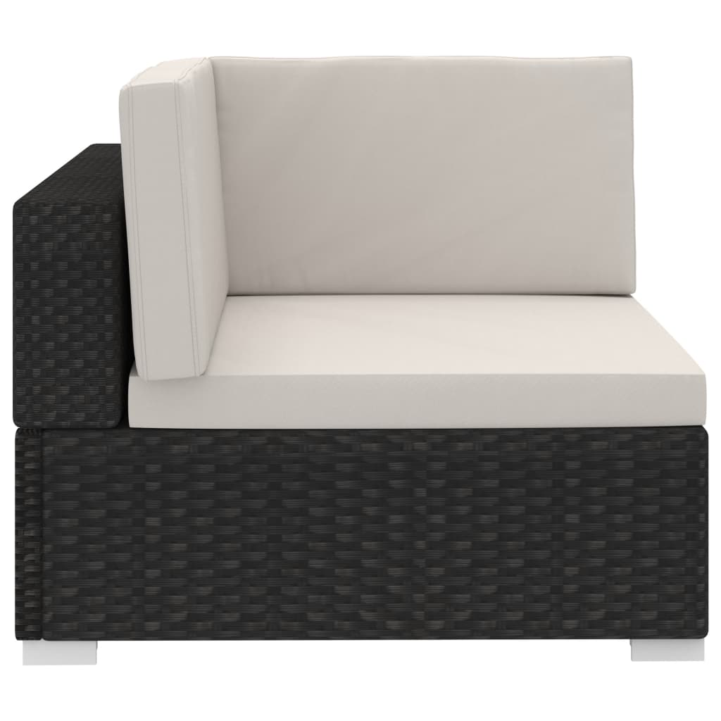 vidaXL 3-częściowa sofa ogrodowa z poduszkami, rattan PE, czarny
