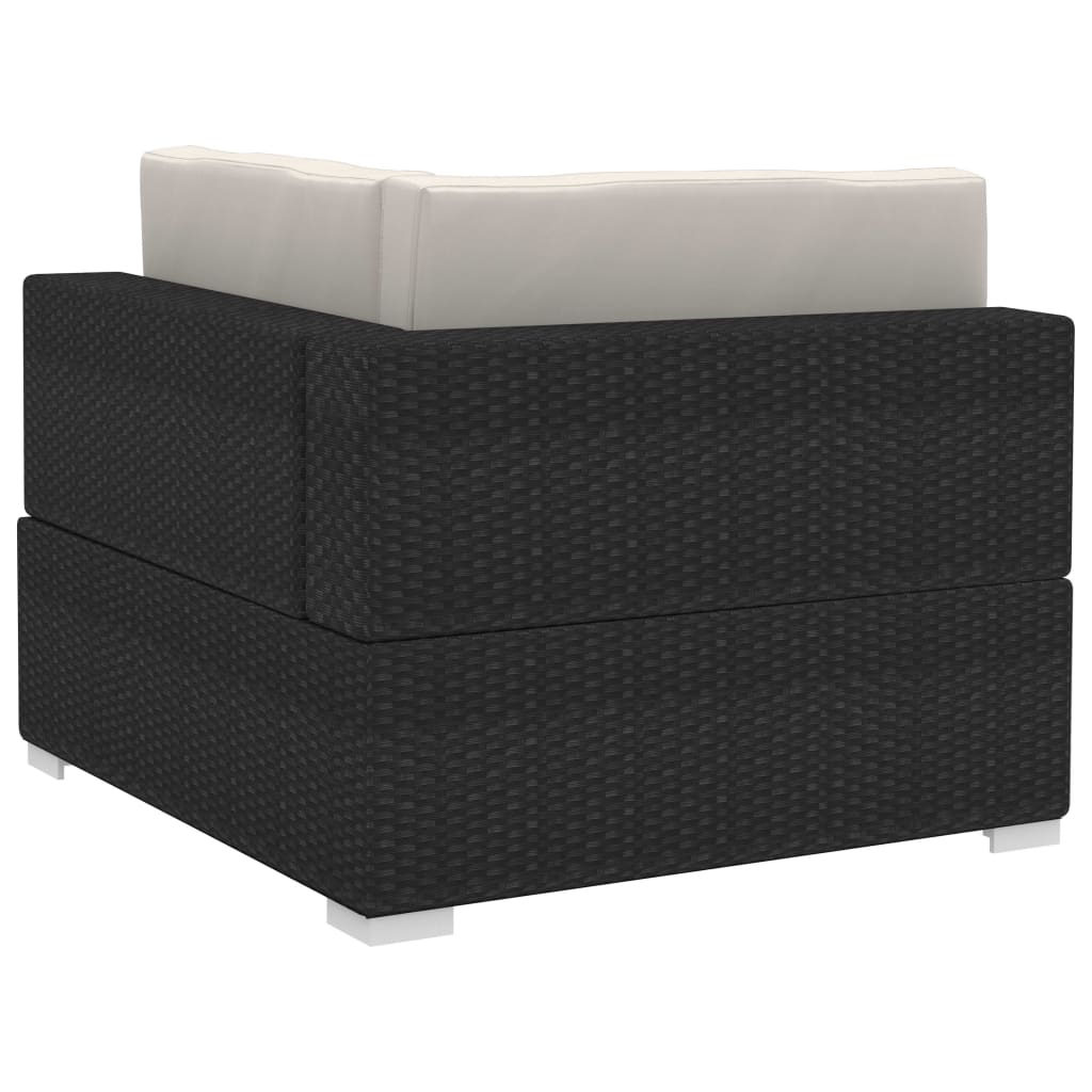 vidaXL 3-częściowa sofa ogrodowa z poduszkami, rattan PE, czarny
