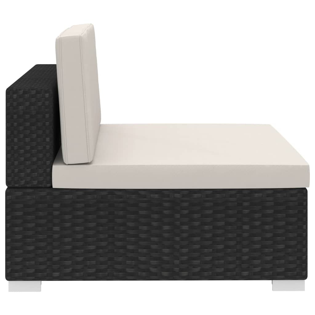 vidaXL 3-częściowa sofa ogrodowa z poduszkami, rattan PE, czarny