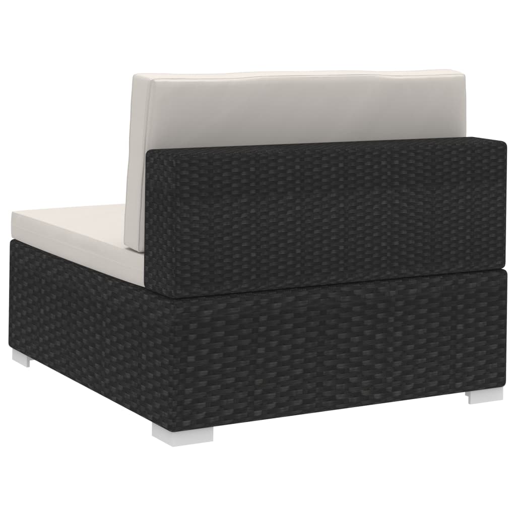 vidaXL 3-częściowa sofa ogrodowa z poduszkami, rattan PE, czarny