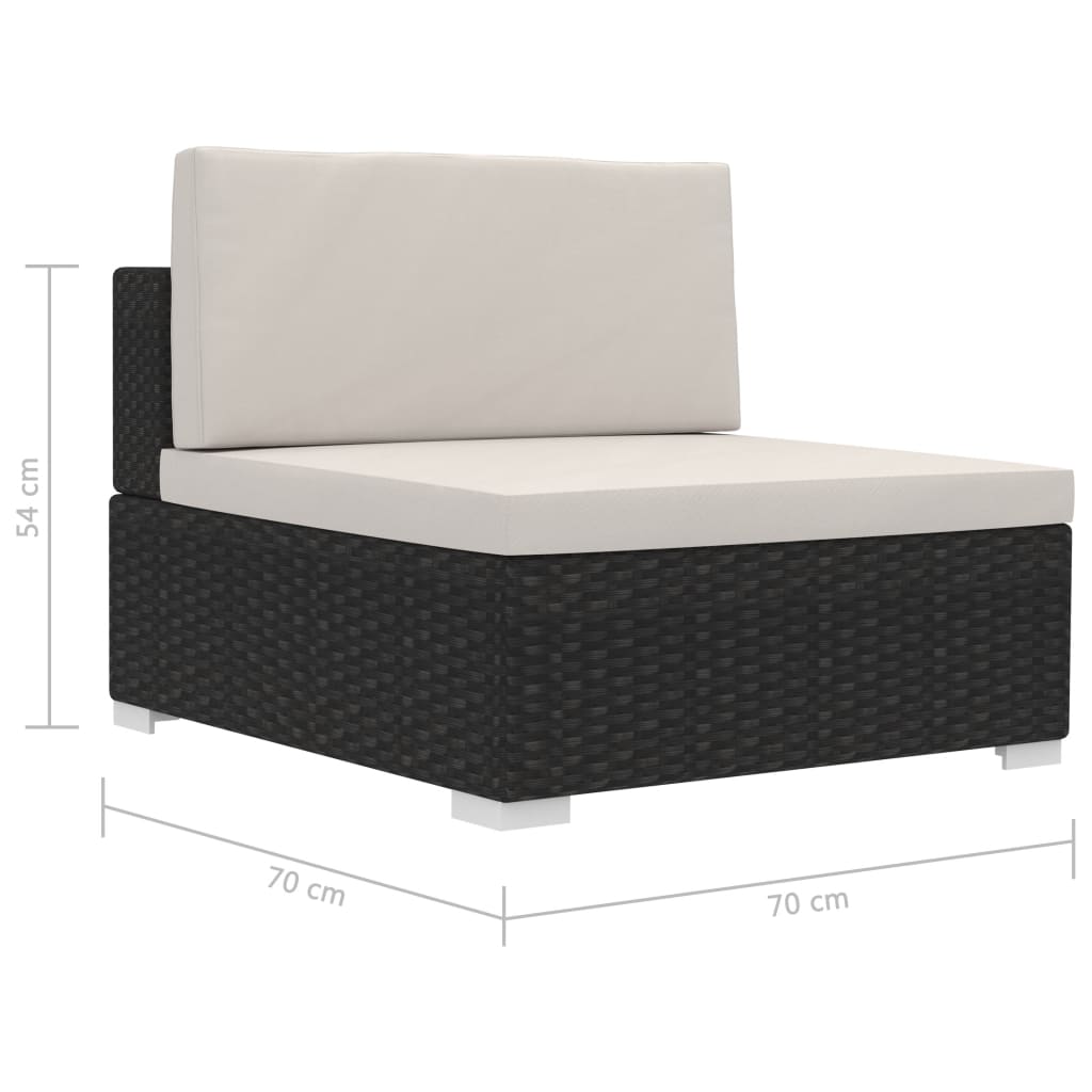 vidaXL 3-częściowa sofa ogrodowa z poduszkami, rattan PE, czarny
