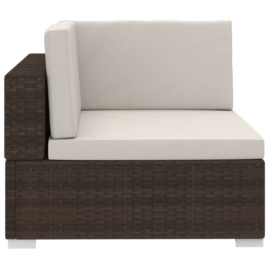 vidaXL 3-częściowa sofa do ogrodu, z poduszkami, polirattan, brązowa