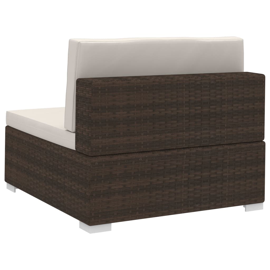 vidaXL 3-częściowa sofa do ogrodu, z poduszkami, polirattan, brązowa