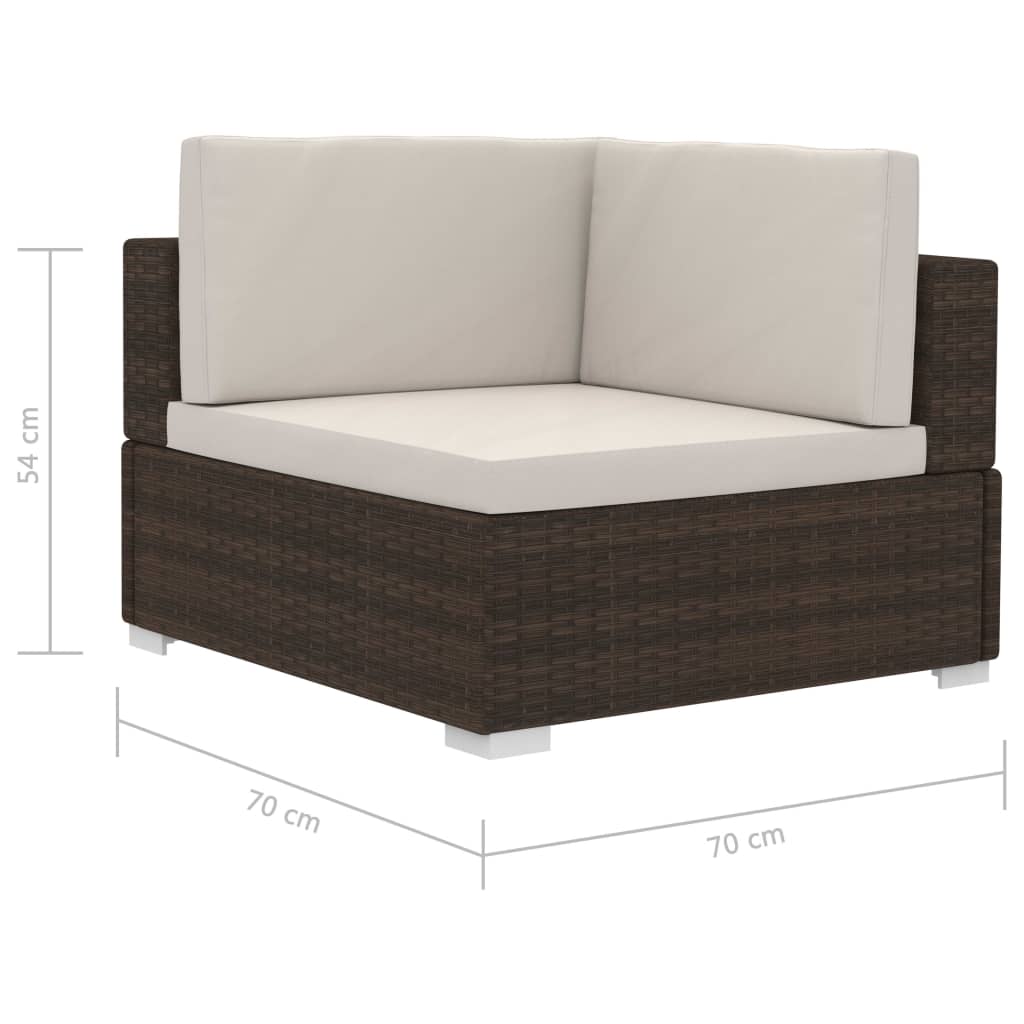 vidaXL 3-częściowa sofa do ogrodu, z poduszkami, polirattan, brązowa