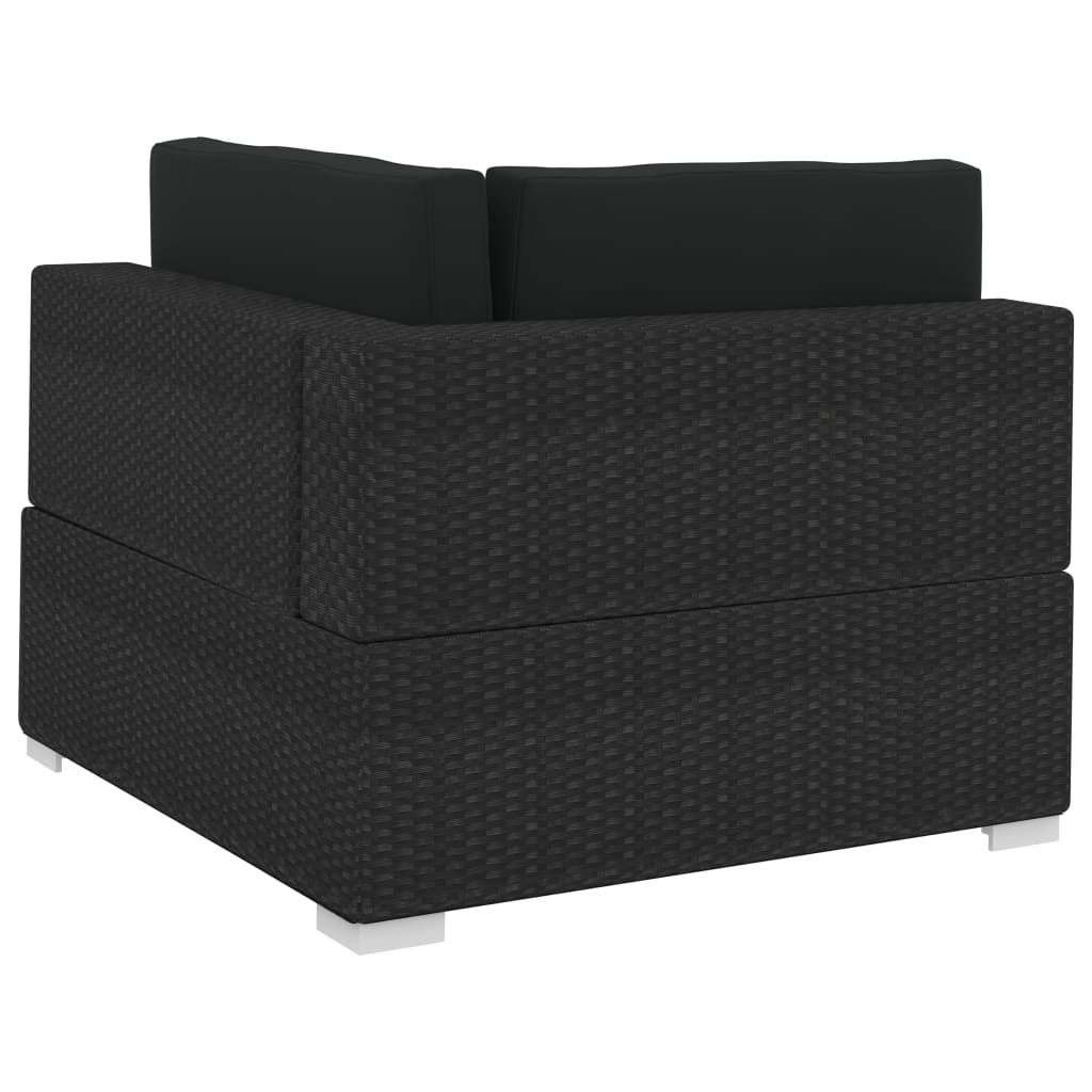 vidaXL 3-częściowa sofa ogrodowa z poduszkami, rattan PE, czarna