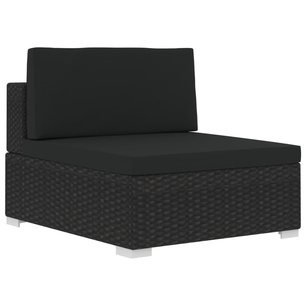 vidaXL 3-częściowa sofa ogrodowa z poduszkami, rattan PE, czarna