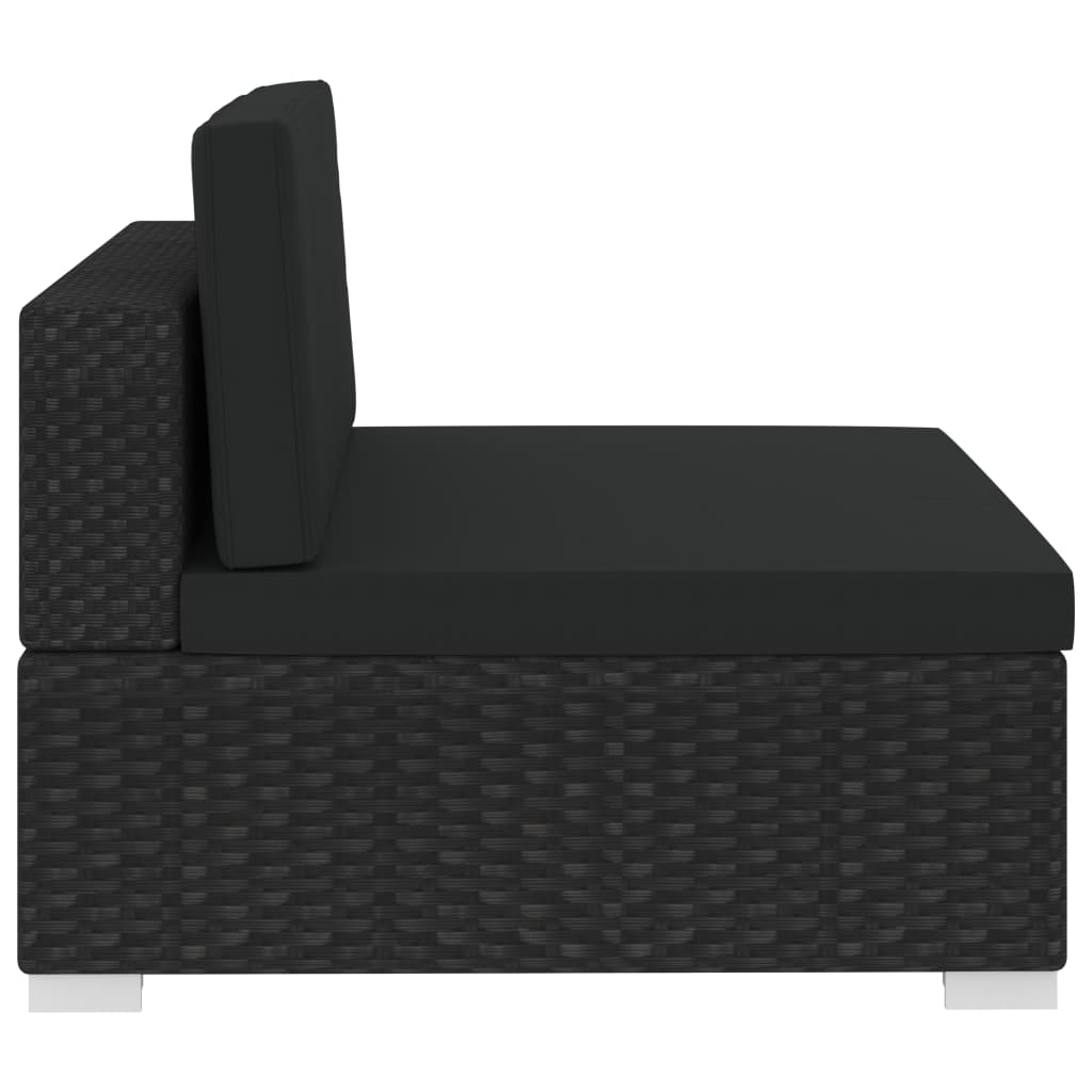vidaXL 3-częściowa sofa ogrodowa z poduszkami, rattan PE, czarna