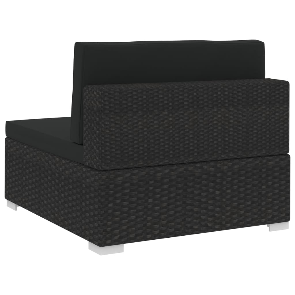 vidaXL 3-częściowa sofa ogrodowa z poduszkami, rattan PE, czarna