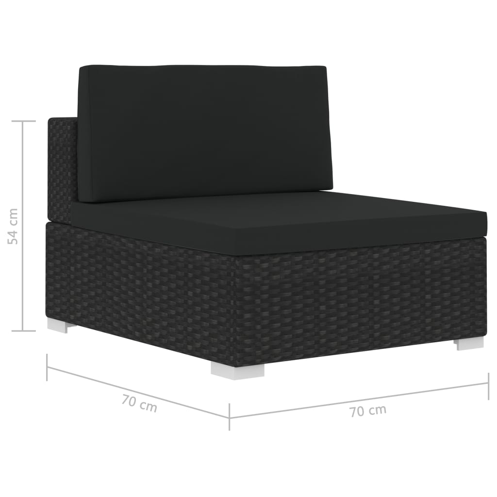 vidaXL 3-częściowa sofa ogrodowa z poduszkami, rattan PE, czarna