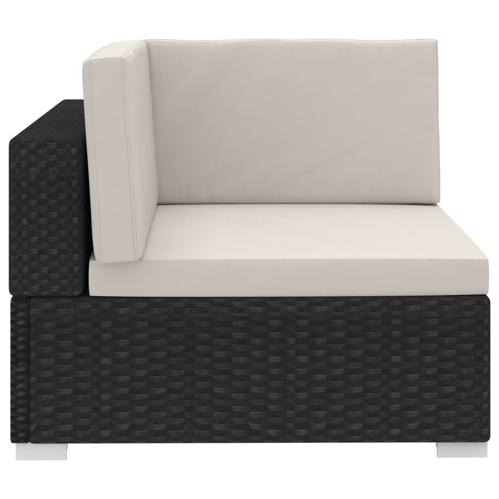 vidaXL 4-częściowa sofa ogrodowa, poduszki, rattan PE, czarna