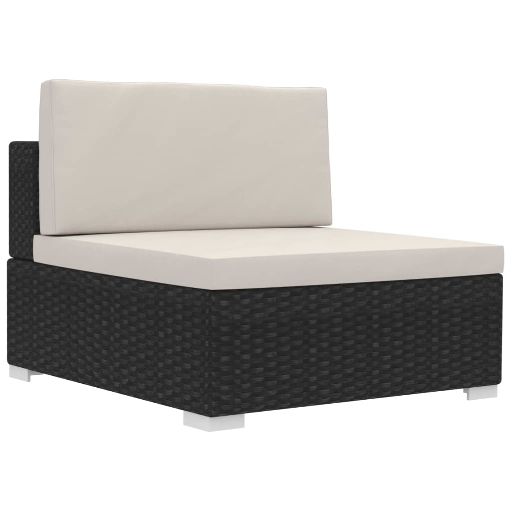 vidaXL 4-częściowa sofa ogrodowa, poduszki, rattan PE, czarna