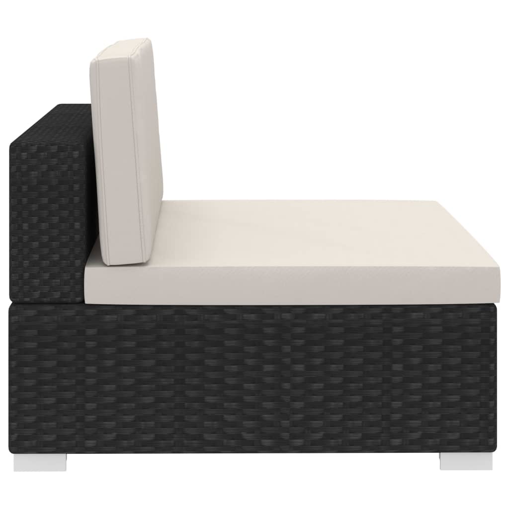 vidaXL 4-częściowa sofa ogrodowa, poduszki, rattan PE, czarna