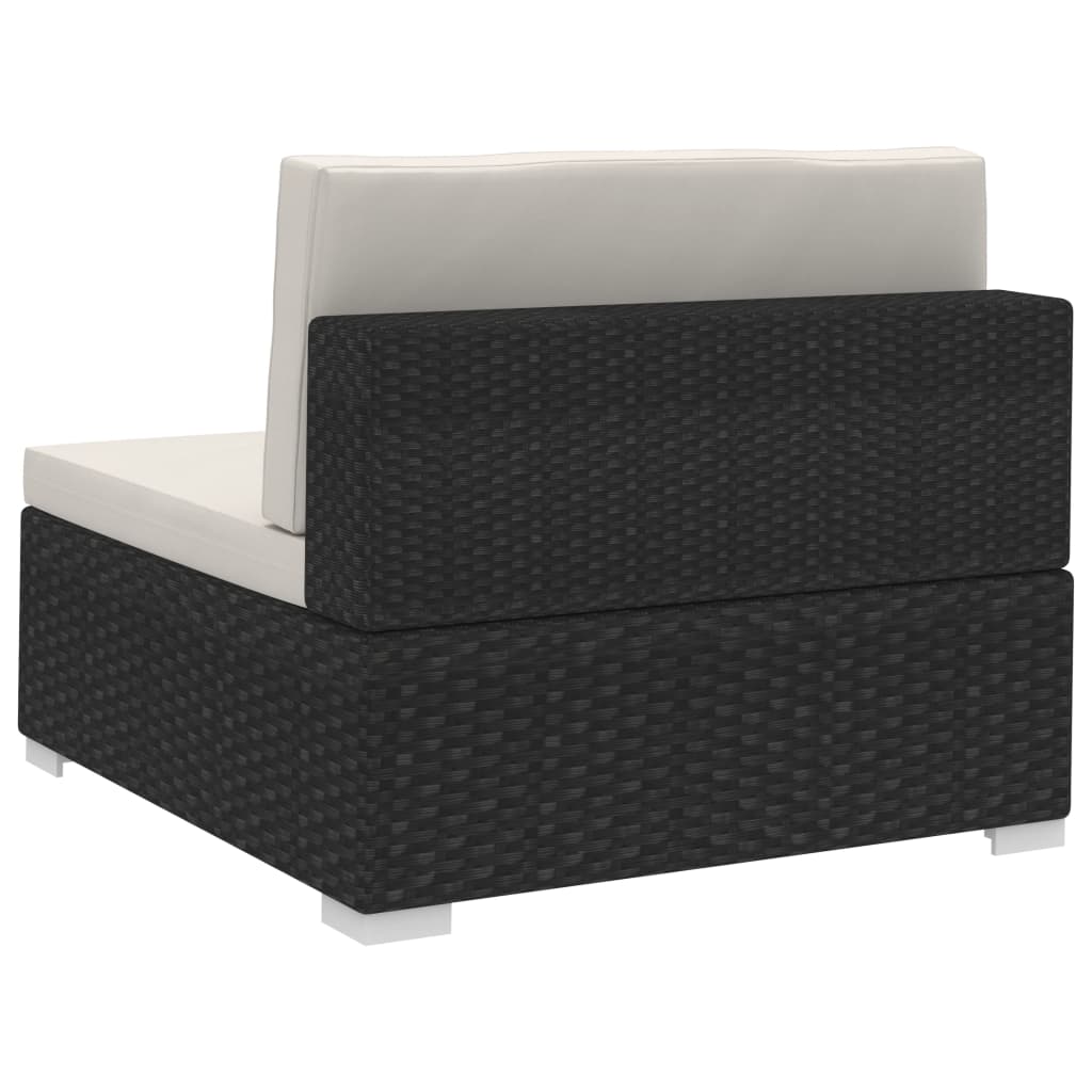 vidaXL 4-częściowa sofa ogrodowa, poduszki, rattan PE, czarna
