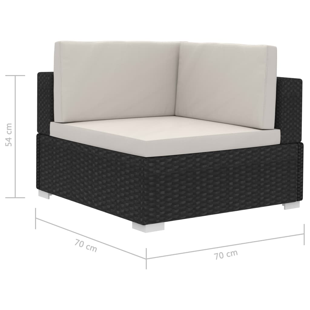 vidaXL 4-częściowa sofa ogrodowa, poduszki, rattan PE, czarna