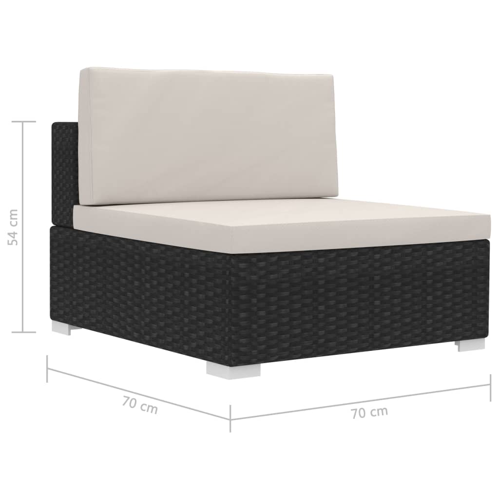 vidaXL 4-częściowa sofa ogrodowa, poduszki, rattan PE, czarna