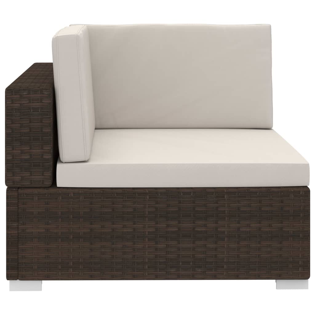 vidaXL 4-częściowa sofa do ogrodu, z poduszkami, polirattan, brązowa